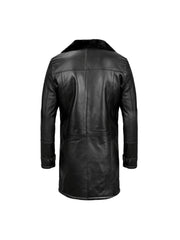 Mens Black Leather Shearling Coat