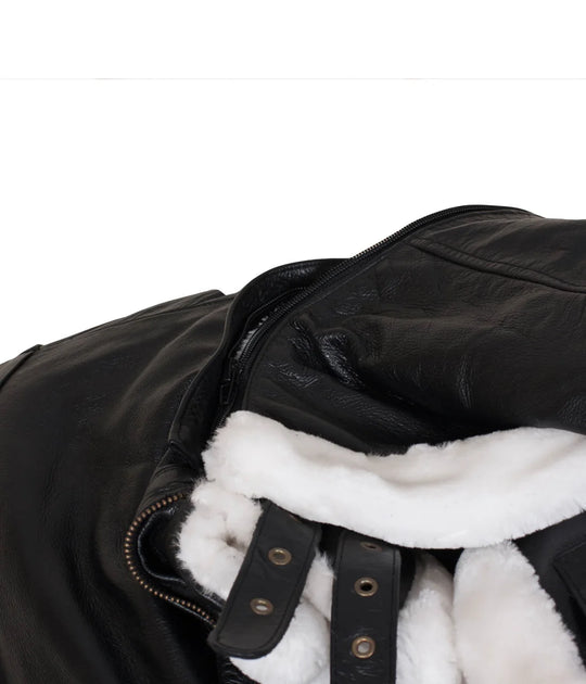 Mens B3 Bomber Shearling Black Leather Jacket