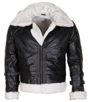 Mens B3 Bomber Shearling Black Leather Jacket