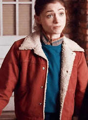 Women Stranger Things Nancy Wheeler Shearling Red Jacket