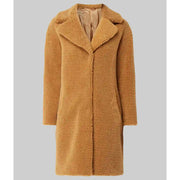 Women We Live in Time Florence Pugh Brown Shearling Coat