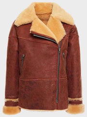 Womens Shearling Brown Leather Jacket