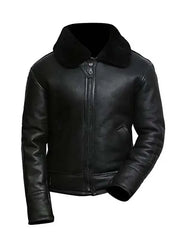 Mens Aviator B3 Black Leather Shearling Jacket