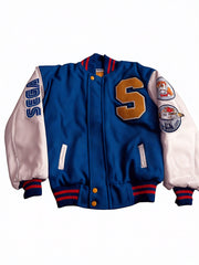 Sonic the Hedgehog Blue and White Fleece Letterman Jacket