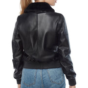 Women Anne Bomber Black Leather jacket