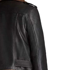 Womens Black Leather Shearling Jacket