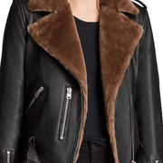 Womens Black Leather Shearling Jacket