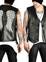 Men's Daryl Dixon Angel Wings vest - Black Leather Vest