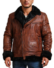 Mens B3 Shearling Brown Leather Jacket