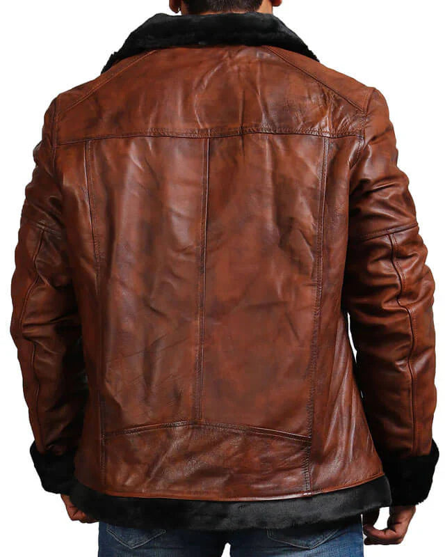 Mens B3 Shearling Brown Leather Jacket