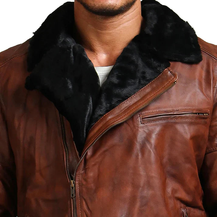 Mens B3 Shearling Brown Leather Jacket