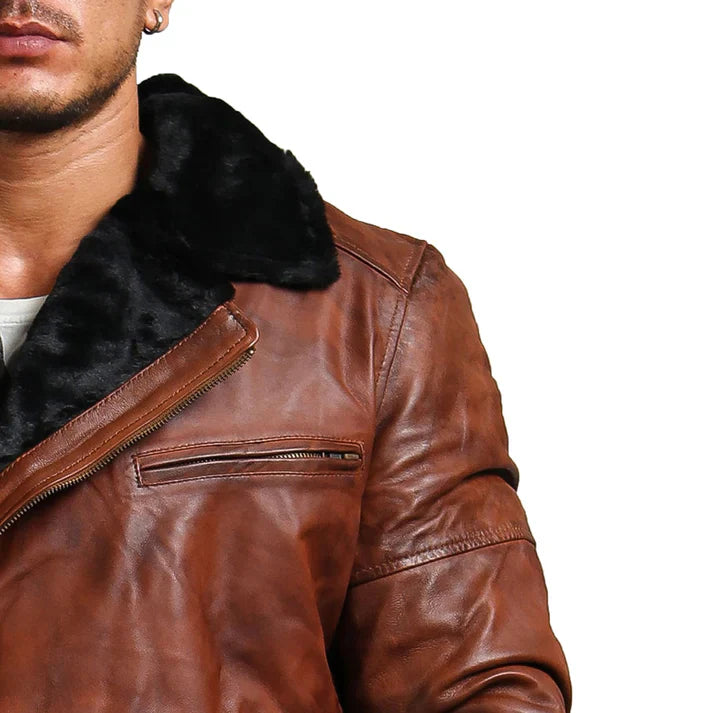 Mens B3 Shearling Brown Leather Jacket