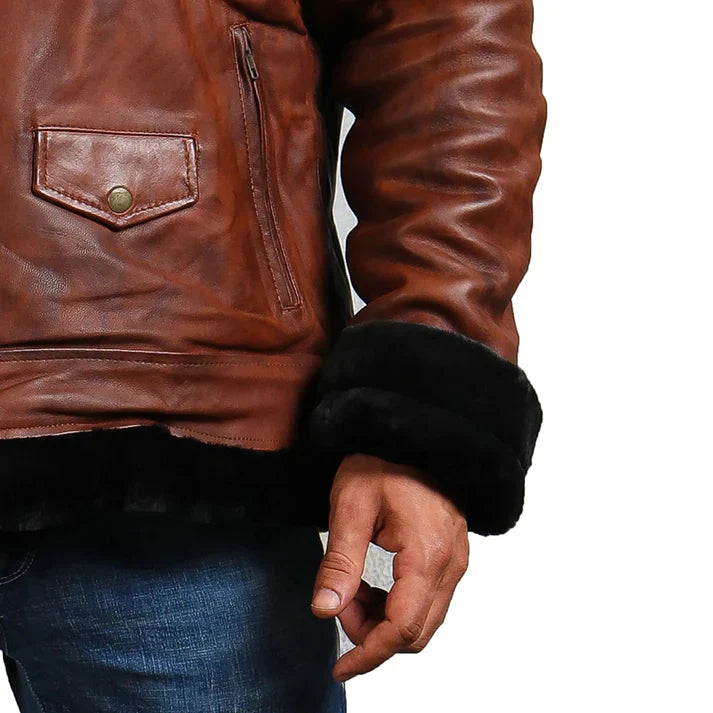 Mens B3 Shearling Brown Leather Jacket