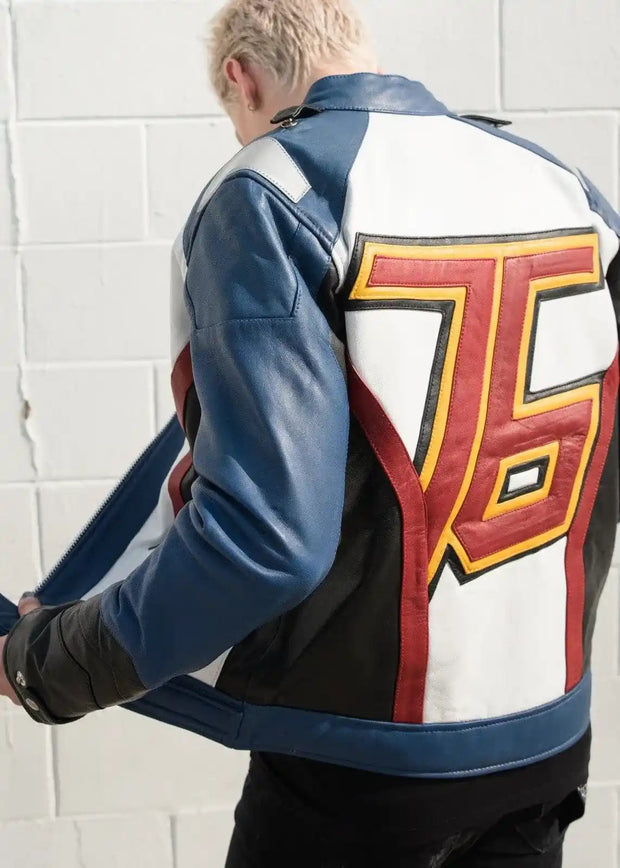 Men's Soldier 76 Blue Real Leather Jacket