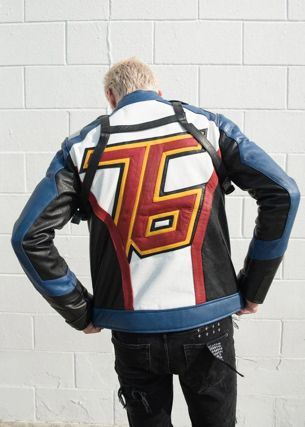 Men's Soldier 76 Blue Real Leather Jacket