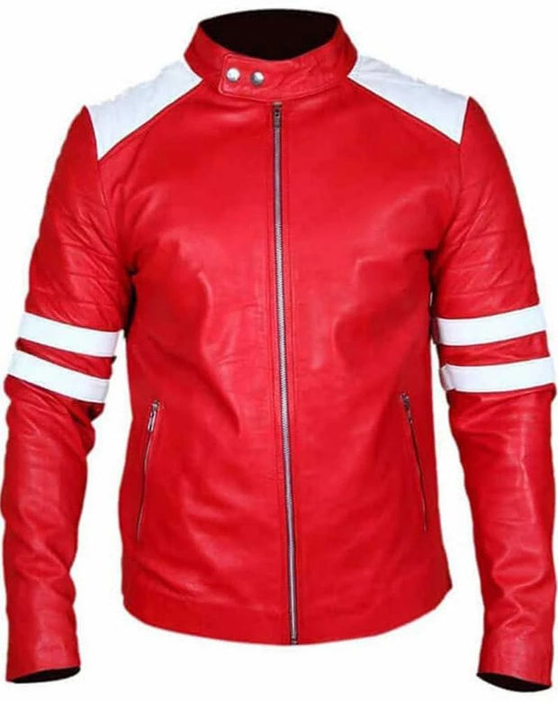 Brad Pitt Fight Club Red Leather Jacket