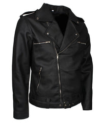 Dead Walking Black Faux Leather Men's Biker Jacket