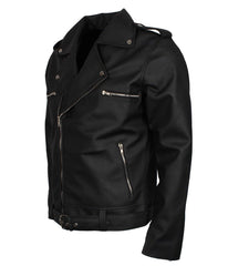 Dead Walking Black Faux Leather Men's Biker Jacket