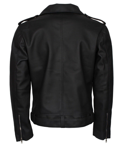 Dead Walking Black Faux Leather Men's Biker Jacket