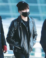 Mens Jungkook Motorcycle Black Leather Jacket