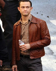 Joseph Gordon Brown Leather Shirt Style Jacket