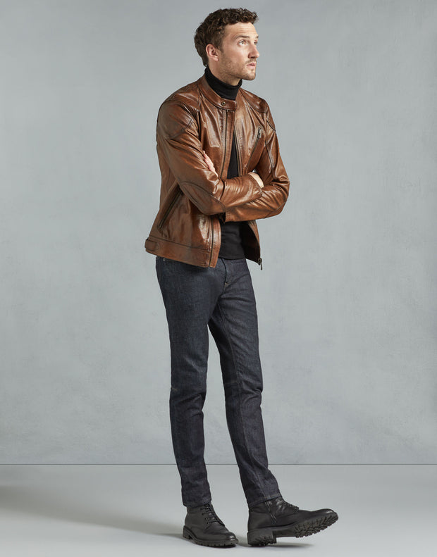 Mens Brown Genuine Leather Jacket