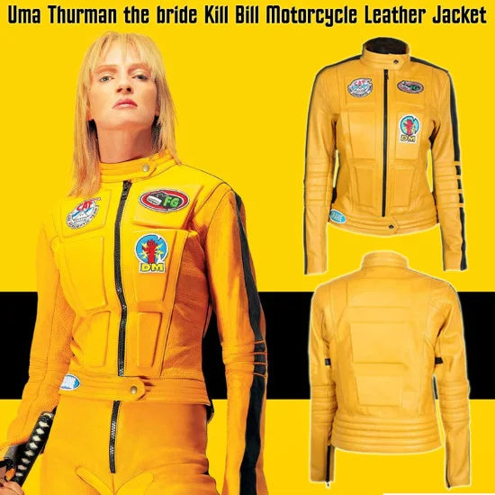 Kill Bill Uma Thurman Yellow Leather Jacket