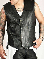 Men's Daryl Dixon Angel Wings vest - Black Leather Vest