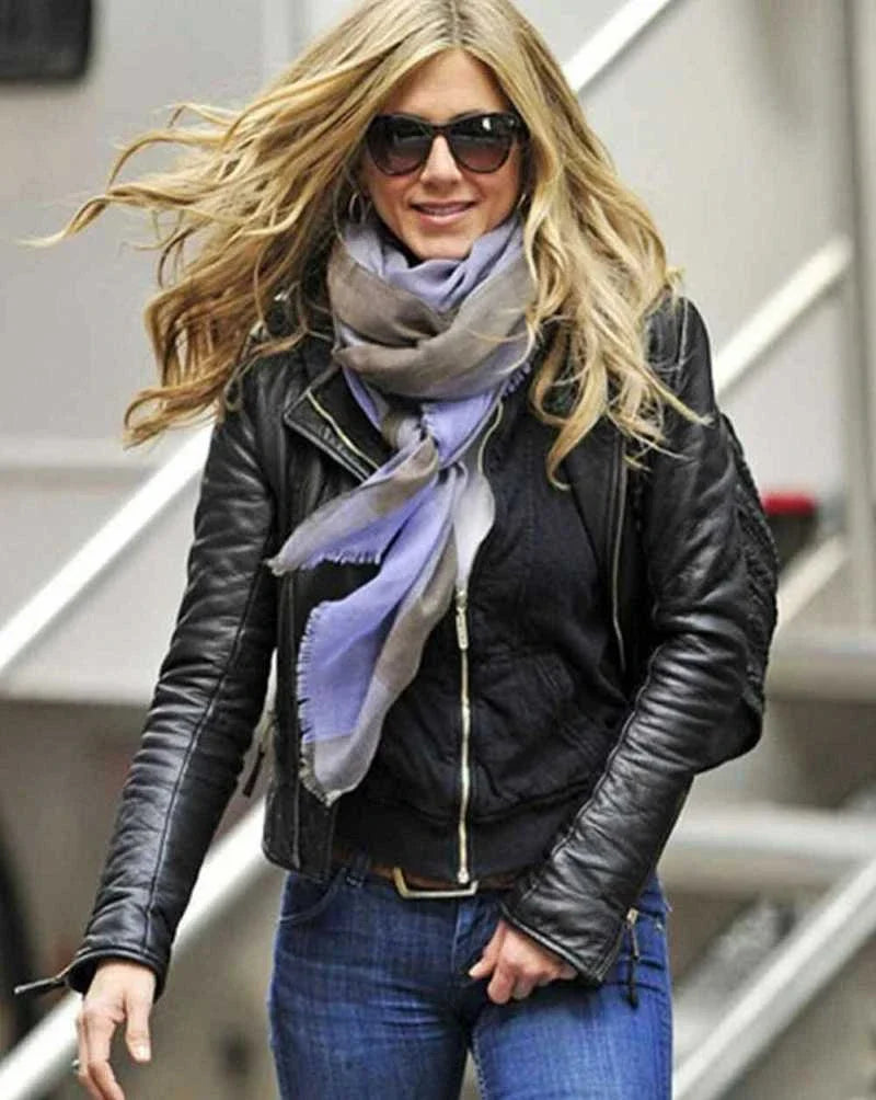 Jennifer Aniston Black Leather Biker Jacket