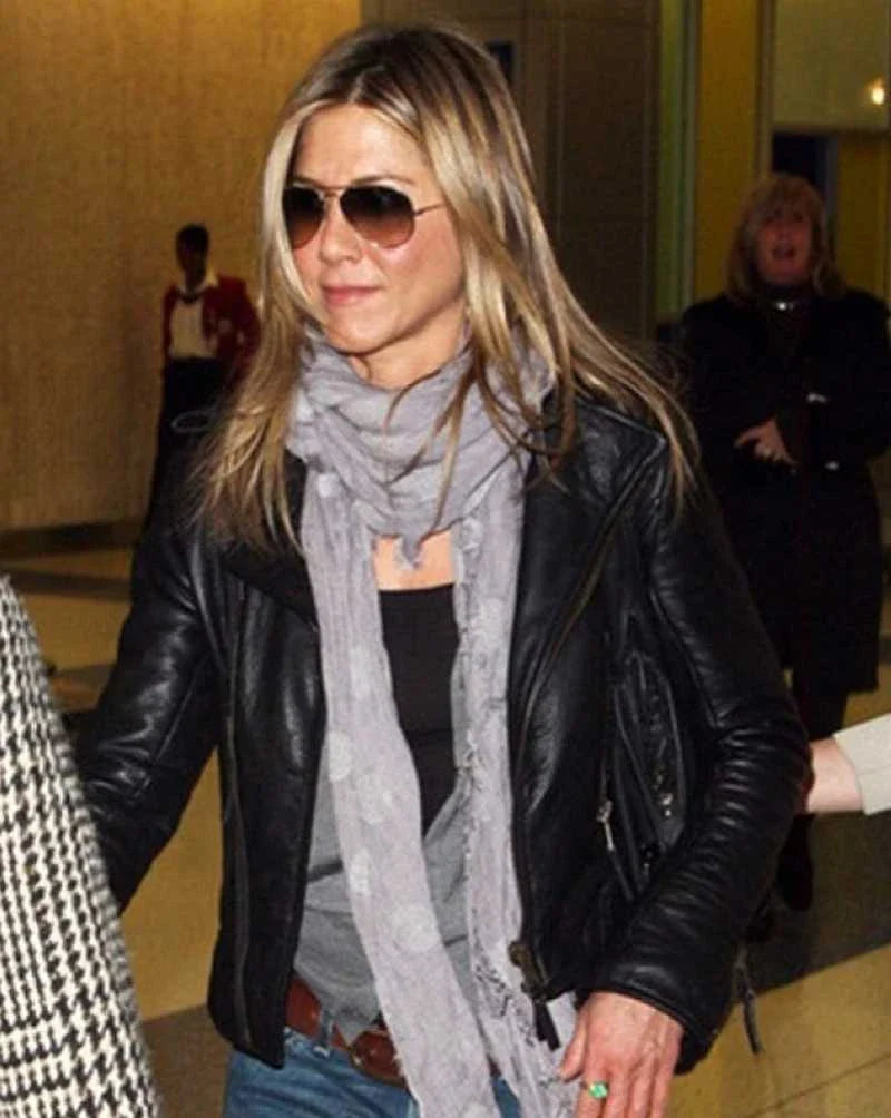 Jennifer Aniston Black Leather Biker Jacket