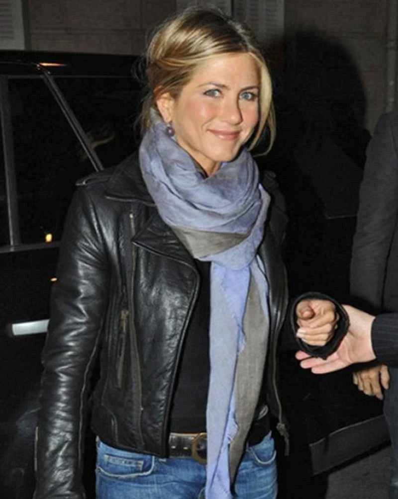 Jennifer Aniston Black Leather Biker Jacket