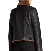 Womens Black Leather Shearling Jacket